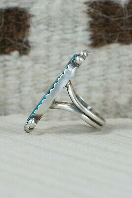 Navajo Turquoise and Sterling Silver Ring - Selina Warner - Size 8.5