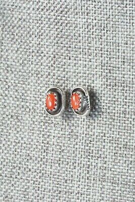 Coral & Sterling Silver Earrings - Roselene Joe