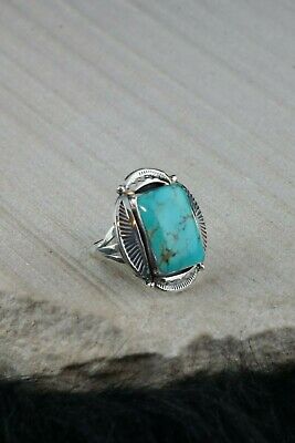 Navajo Turquoise and Sterling Silver Ring - Sadie Jim - Size 9.5 - High Lonesome Trading