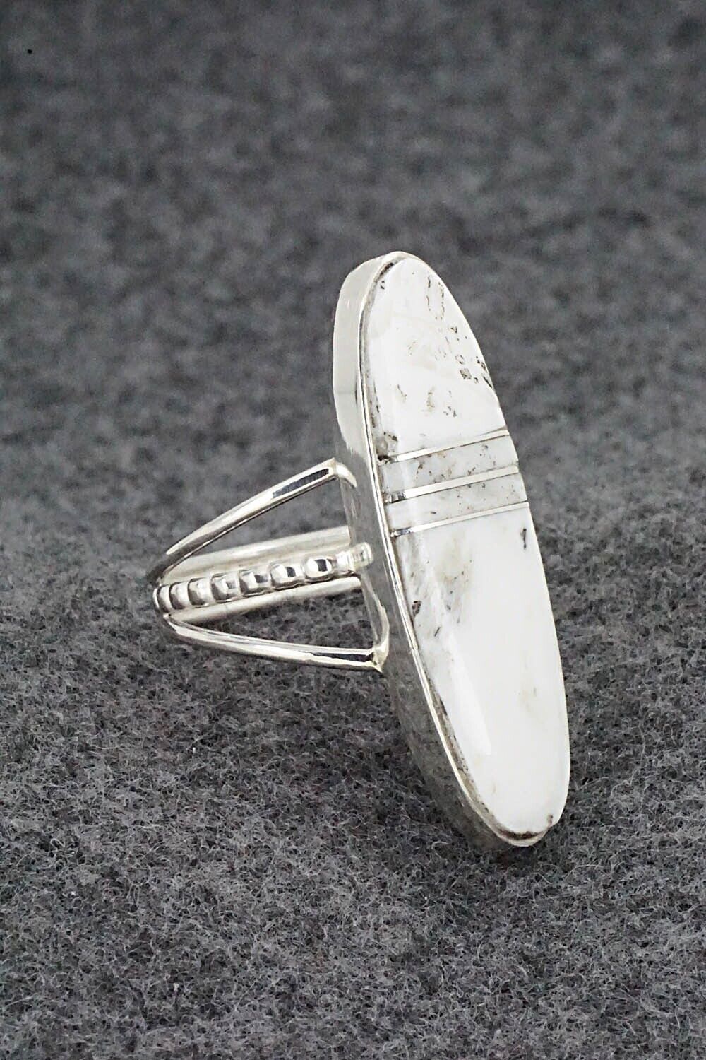 White Buffalo & Sterling Silver Ring - Harold Smith - Size 7.5