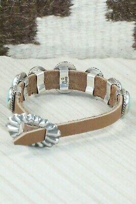 7 Stone Turquoise, Sterling Silver and Leather Bracelet - Danny Martinez - High Lonesome Trading