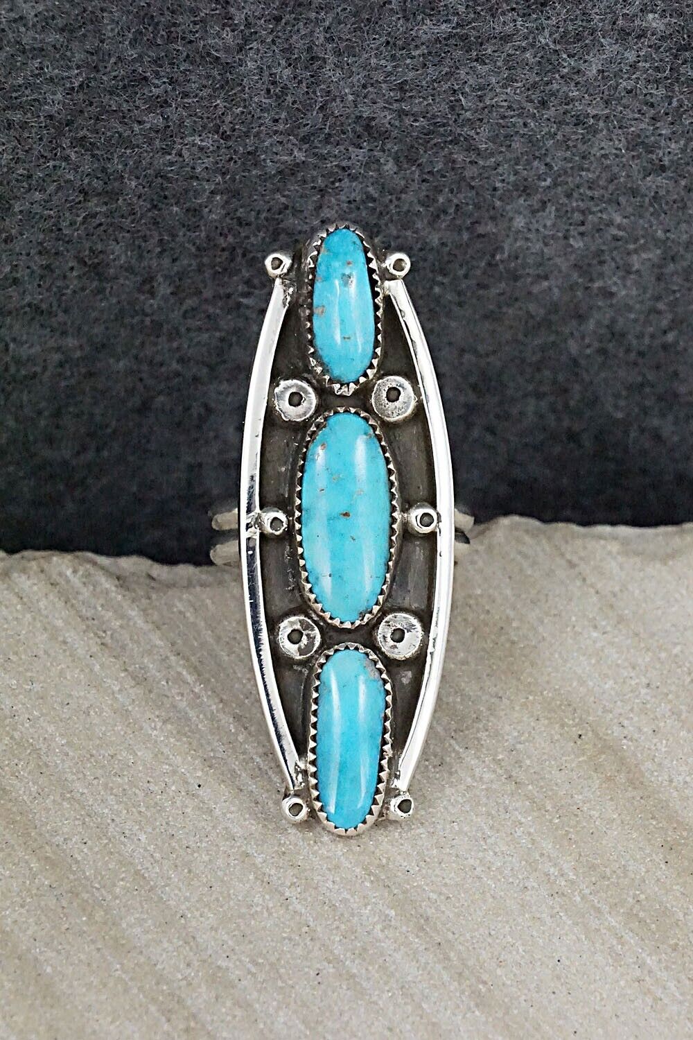 Turquoise & Sterling Silver Ring - Priscilla Reeder - Size 8.5