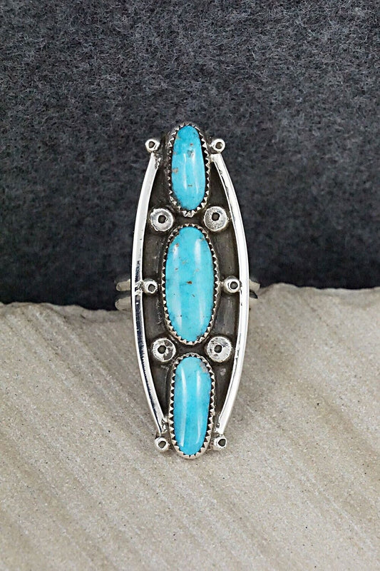 Turquoise & Sterling Silver Ring - Priscilla Reeder - Size 8.5