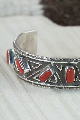 Coral & Sterling Silver Bracelet - Delbert Arviso