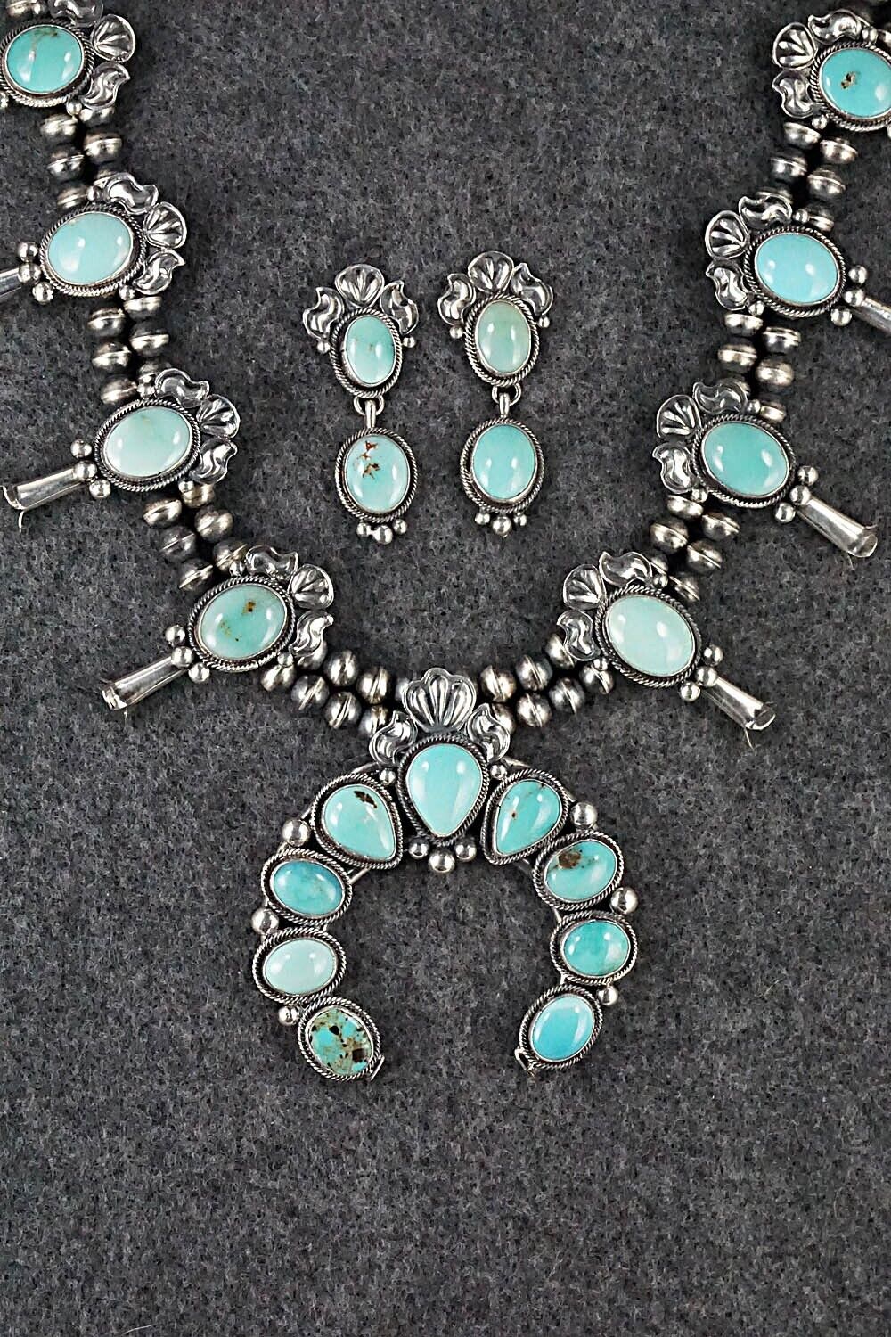 Turquoise & Sterling Silver Squash Blossom Set - Annie Haskie