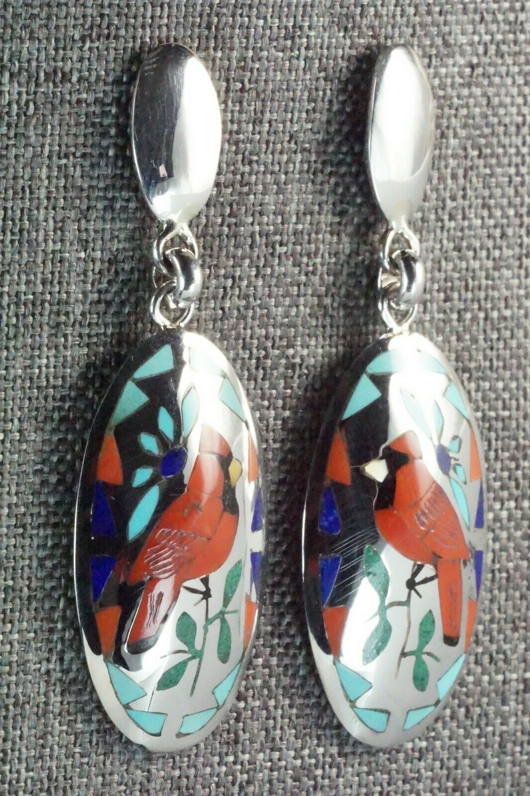 Inlay Coral & Sterling Silver Earrings - Quintin Quam