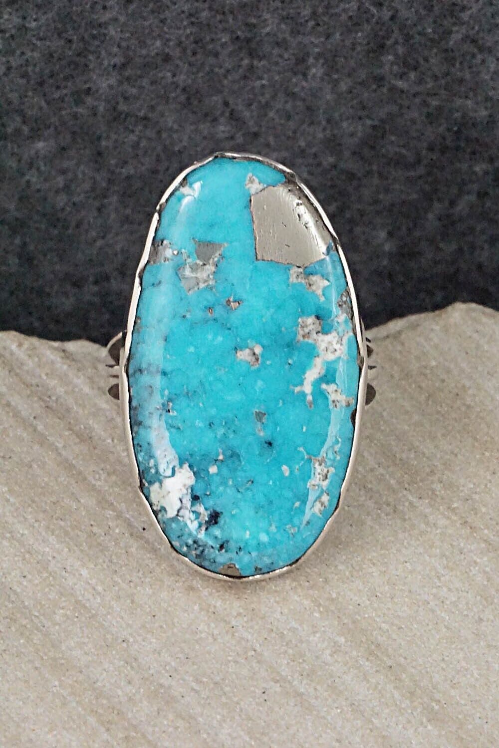 Turquoise & Sterling Silver Ring - Carlos Tsipa - Size 8.5