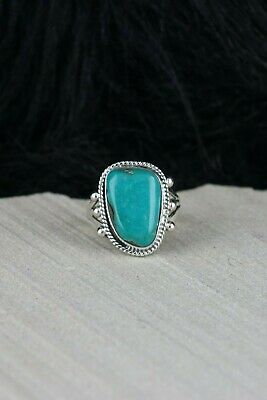 Navajo Turquoise and Sterling Silver Ring - Grace Kenneth - Size 7.25 - High Lonesome Trading