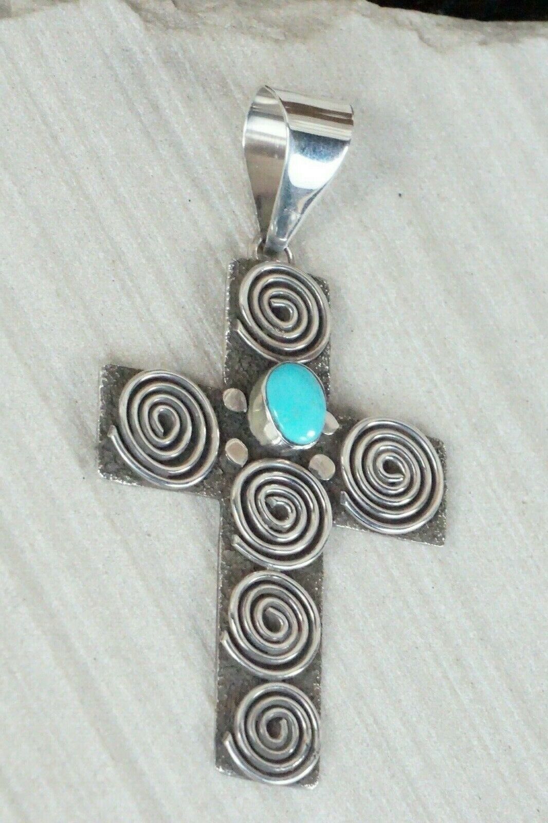 Turquoise & Sterling Silver Cross Pendant - Alex Sanchez - Navajo