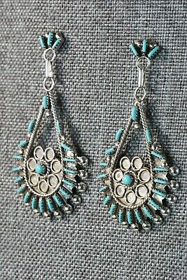 Zuni Turquoise & Sterling Silver Earrings - Philander Gia - High Lonesome Trading