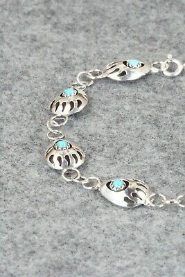 Turquoise & Sterling Silver Link Bracelet - Leta Parker