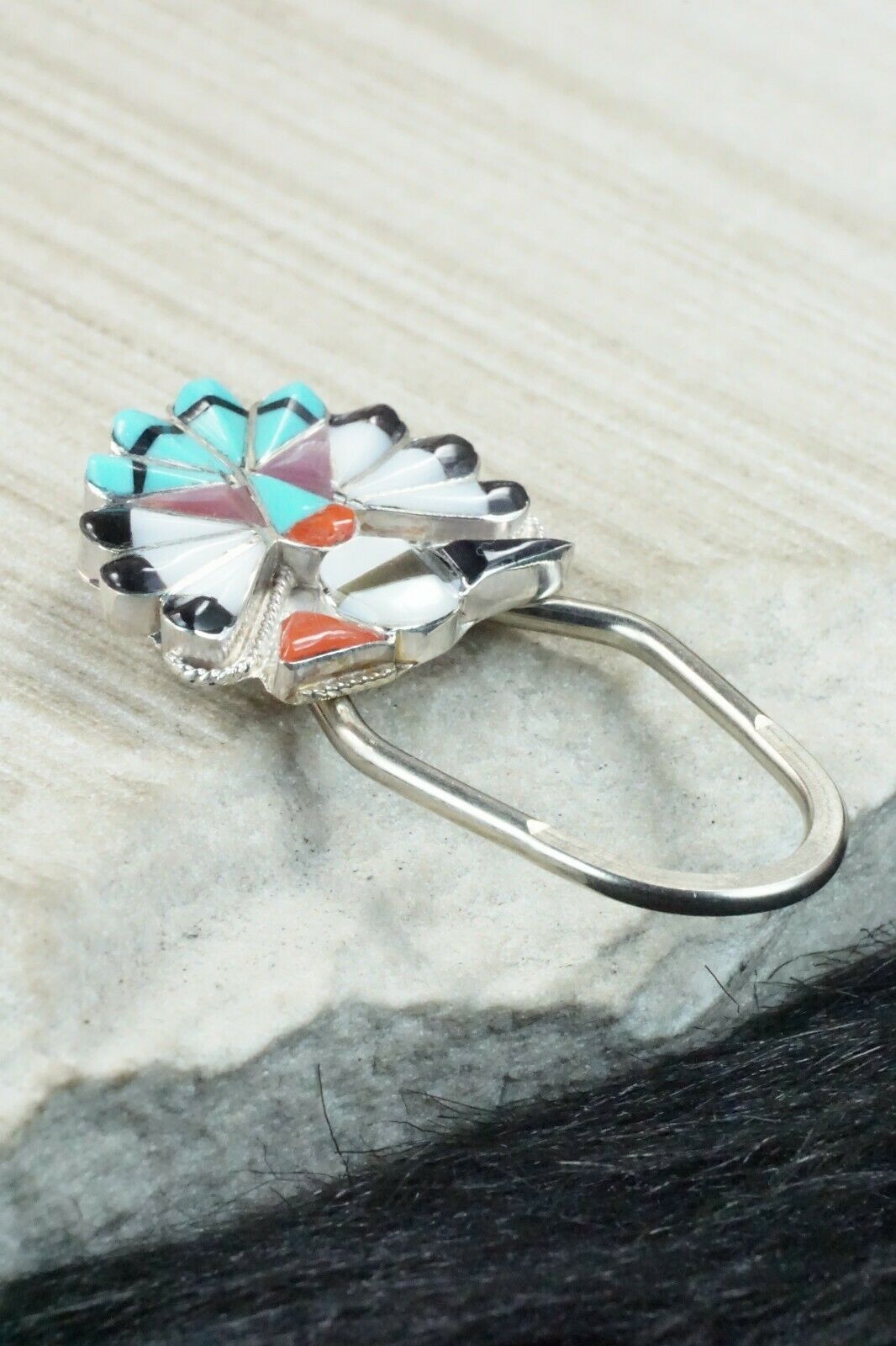 Multi Stone & Sterling Silver Keychain - Sherry Nastacio