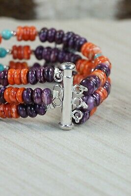 Navajo Spiny Oyster & Sterling Silver Butterfly Bracelet - Native American