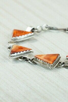 Navajo Spiny Oyster and Sterling Silver Link Bracelet - Selina Warner