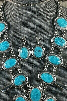 Navajo Turquoise & Sterling Silver Squash Blossom - Raymond Delgarito - High Lonesome Trading