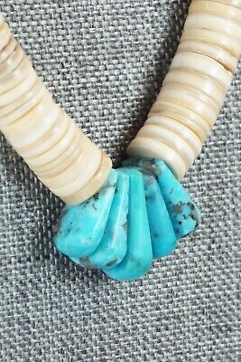 Shell, Turquoise & Sterling Silver Necklace - Lupe Lovato
