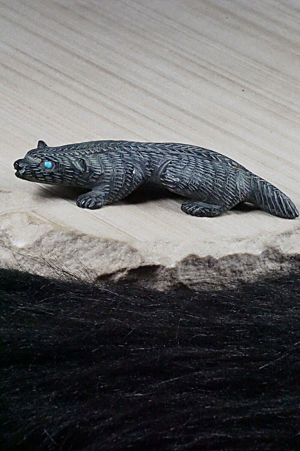 Badger Zuni Fetish Carving - Lance Cheama