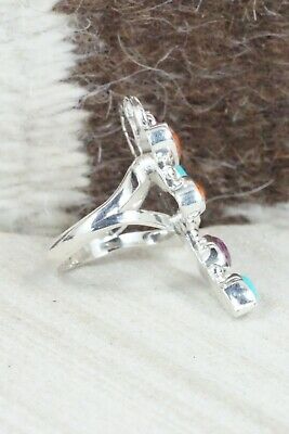 Spiny Oyster & Sterling Silver Dragonfly Ring - Bobby Platero - Size 6