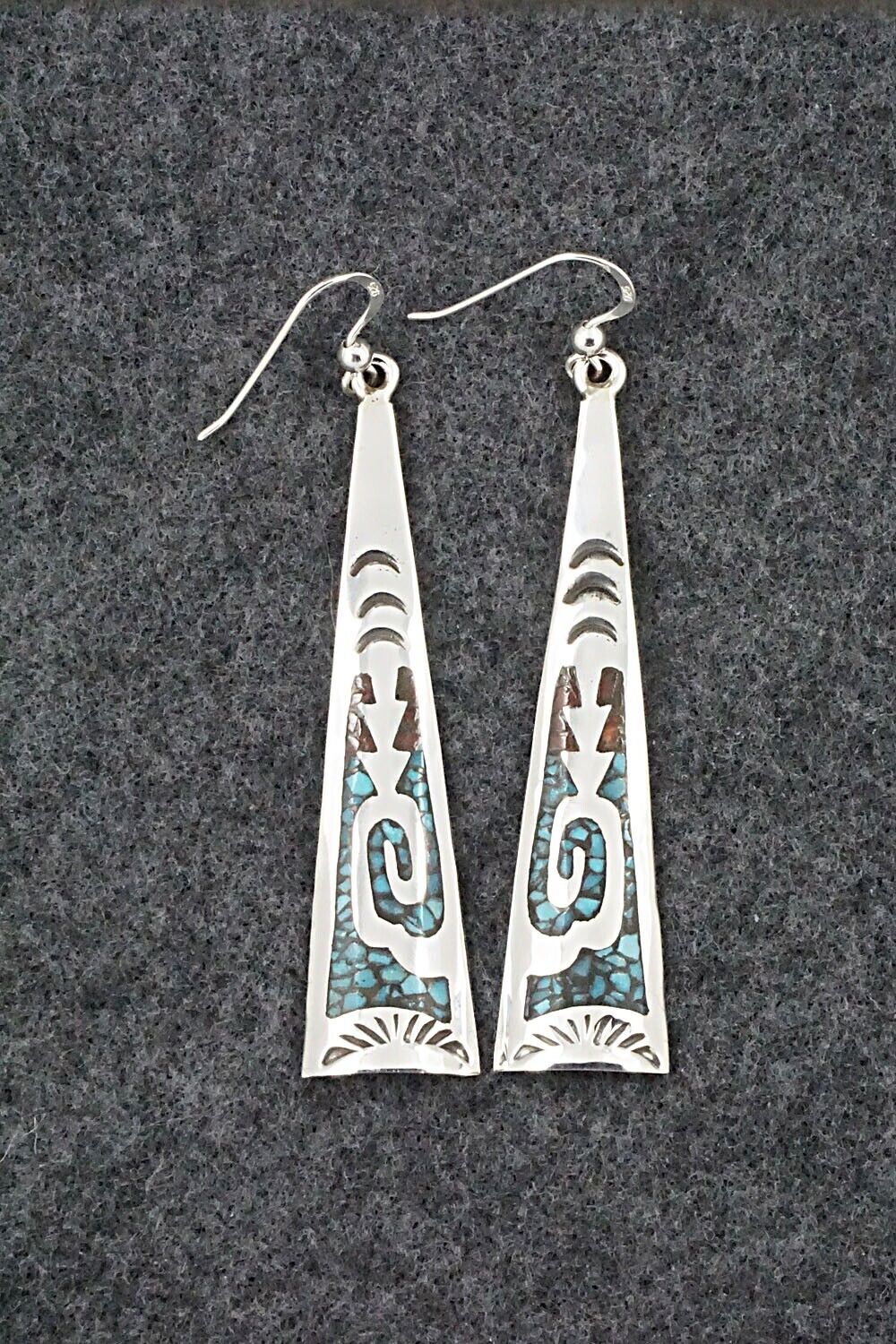 Turquoise, Coral & Sterling Silver Earrings - Jolene Yazzie