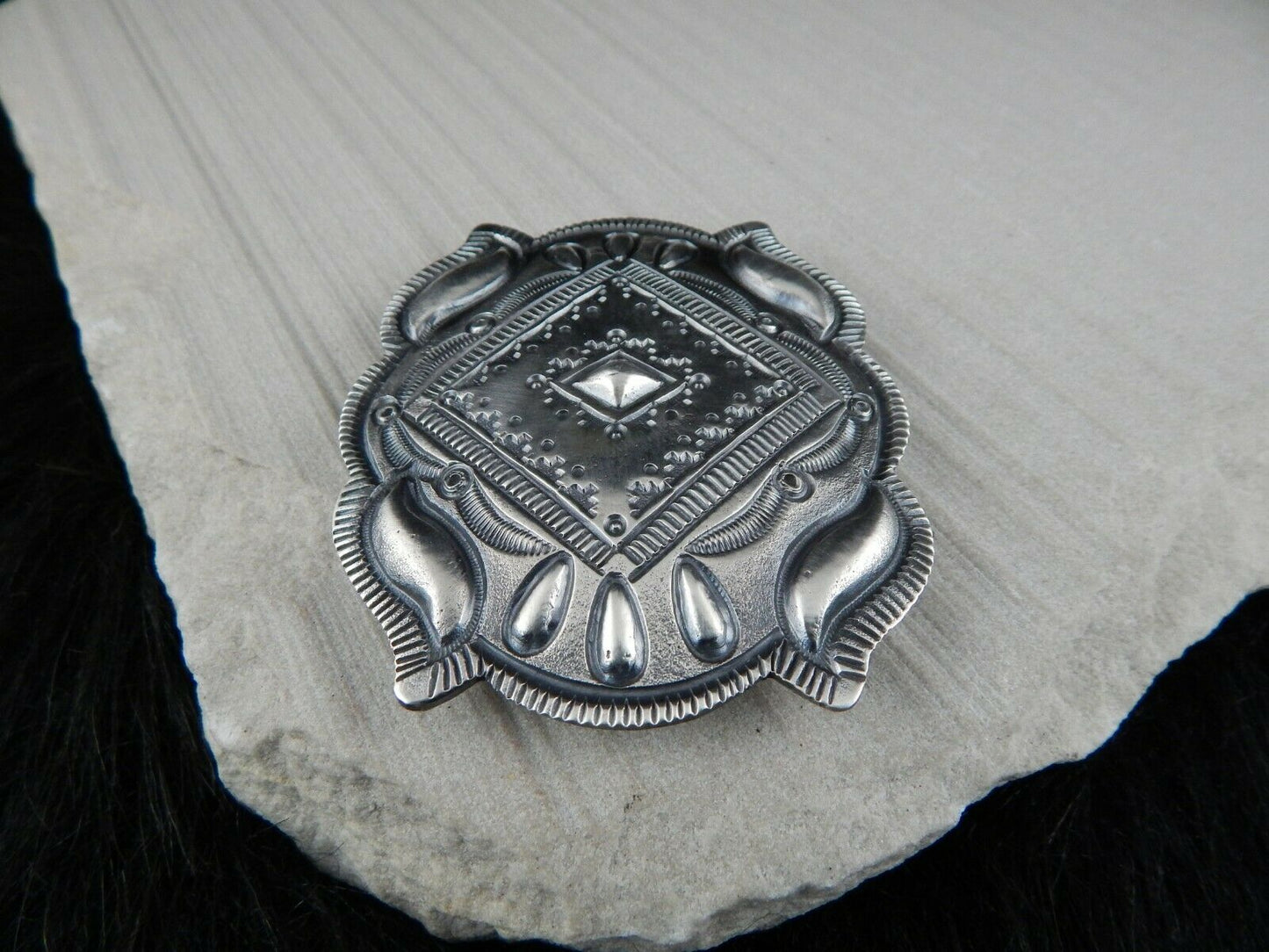 Sterling Silver Belt Buckle - Myron Etsitty - Navajo Buckle - Native American - High Lonesome Trading