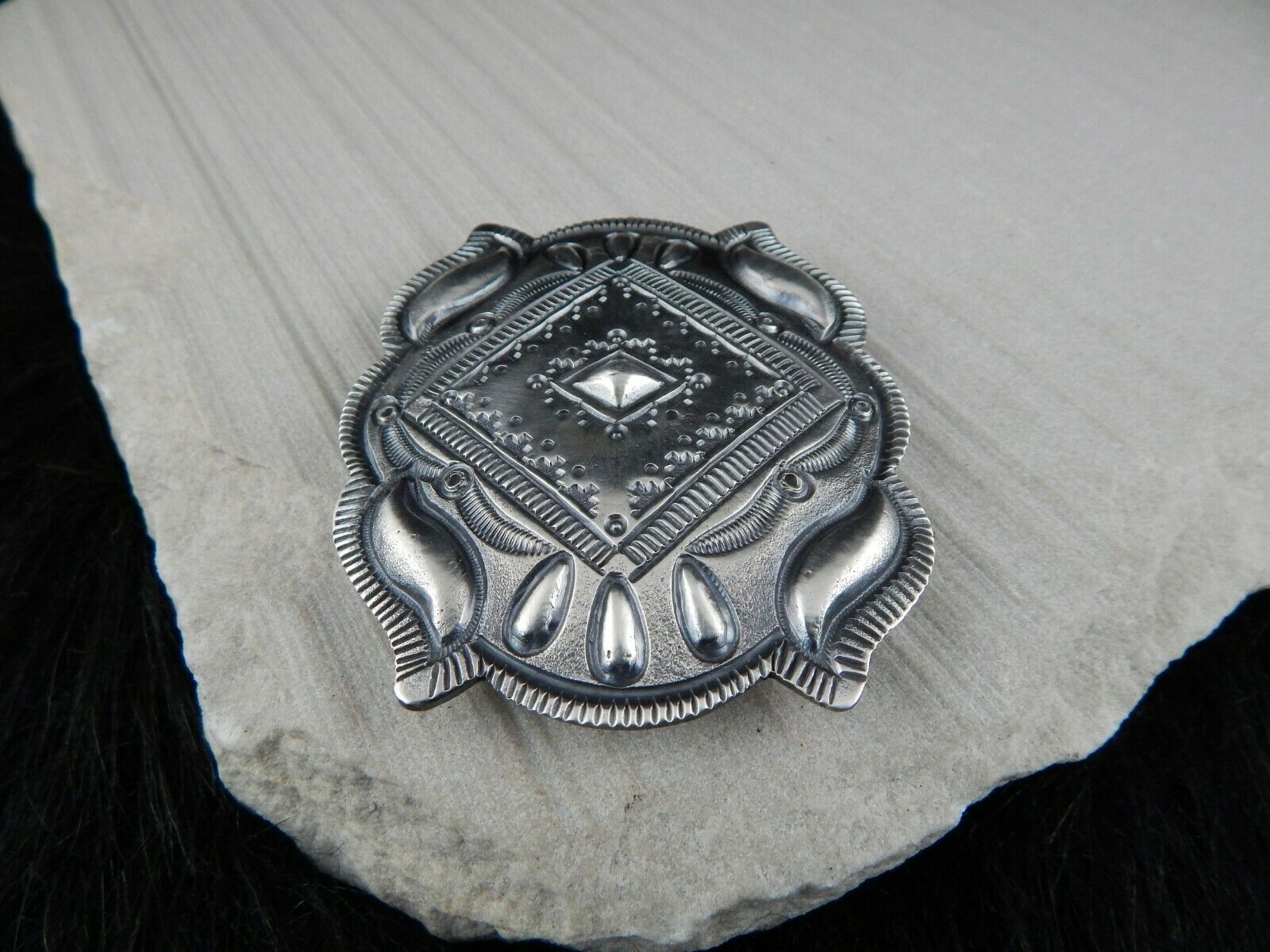 Sterling Silver Belt Buckle - Myron Etsitty - Navajo Buckle - Native American - High Lonesome Trading