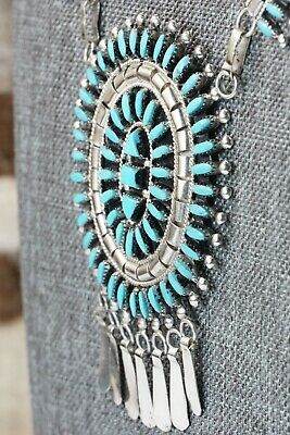 Zuni Turquoise & Sterling Silver Necklace and Earrings Set - Evonne Hustito