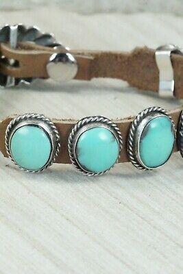 7 Stone Turquoise, Sterling Silver and Leather Bracelet - Danny Martinez - High Lonesome Trading