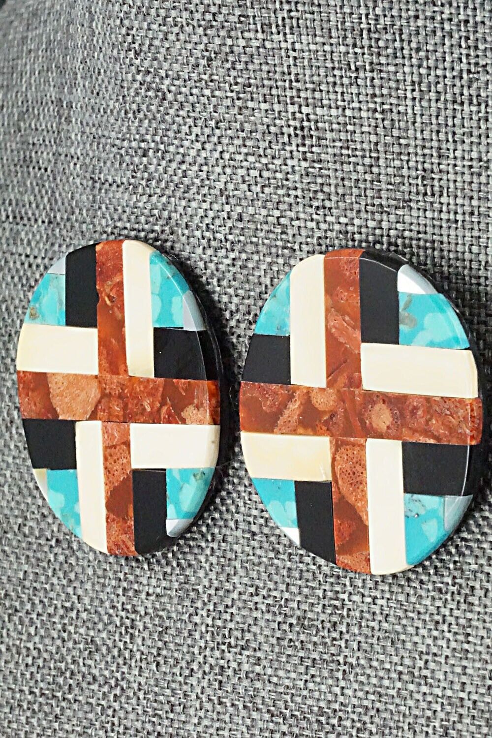 Multi Stone Inlay Earrings - Chaslyn Crespin