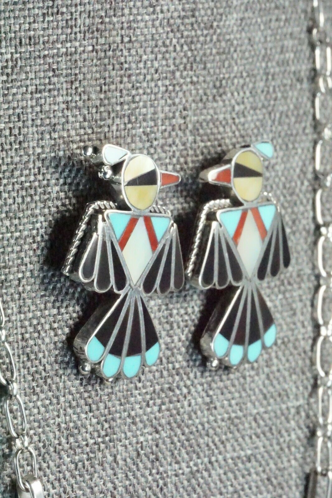 Turquoise, Mother of Pearl & Sterling Silver Inlay Jewelry Set - Adrian Wallace