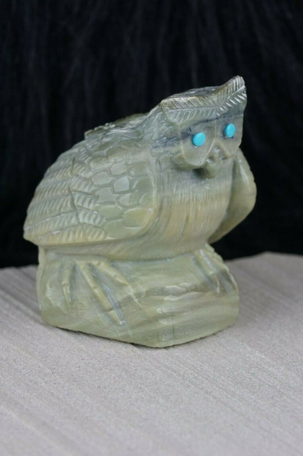 Owl Zuni Fetish Carving - Derrick Kaamasee - High Lonesome Trading
