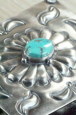 Turquoise & Sterling Silver Belt Buckle - Wallace Yazzie Jr - High Lonesome Trading