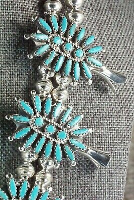 Turquoise & Sterling Silver Squash Blossom and Earrings - Nathaniel Nez