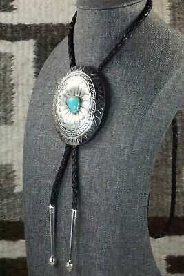 Turquoise & Sterling Silver Bolo Tie - Carson Blackgoat