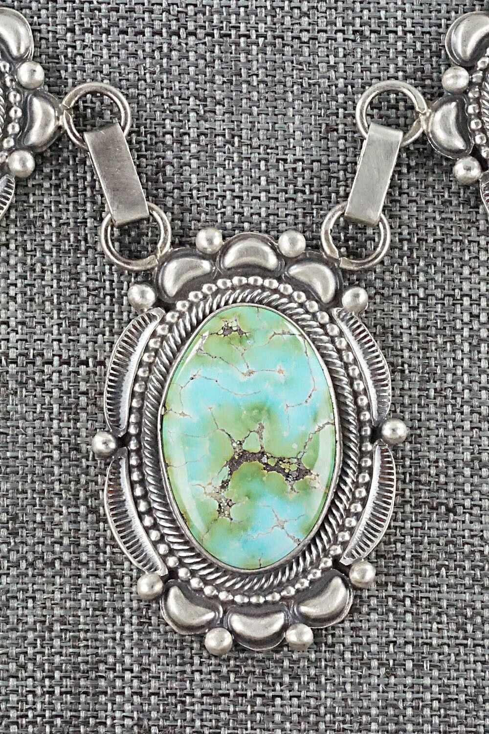 Turquoise & Sterling Silver Necklace and Earrings Set - Tom Lewis