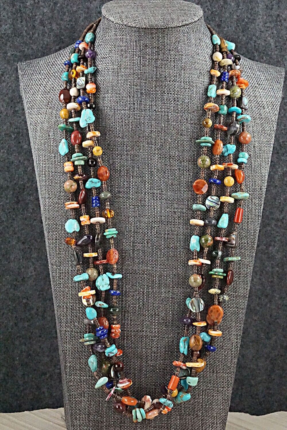 Multi Stone and Sterling Silver Necklace - Helen Tsosie