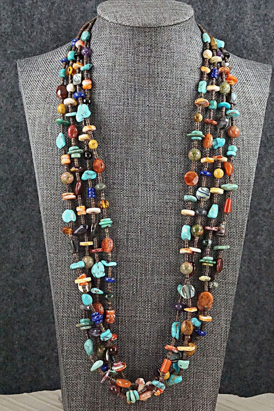 Multi Stone and Sterling Silver Necklace - Helen Tsosie