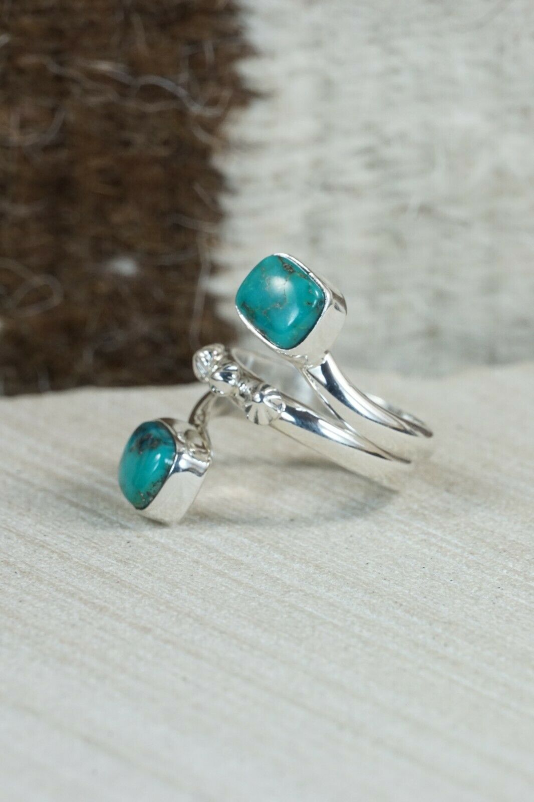 Navajo Turquoise and Sterling Silver Ring - Bobby Platero - 8