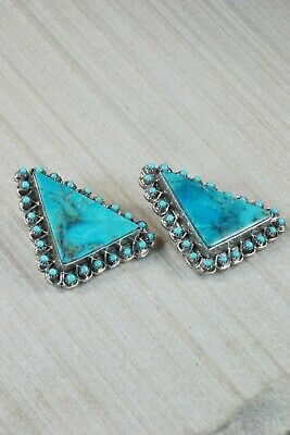Zuni Turquoise & Sterling Silver Earrings - Jesse Johnson - High Lonesome Trading