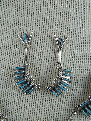 Zuni Turquoise & Sterling Silver Necklace & Earring Set - Samantha Waatsa Zuni - High Lonesome Trading