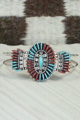 Coral, Turquoise & Sterling Silver Bracelet - Edmund Cooeyate