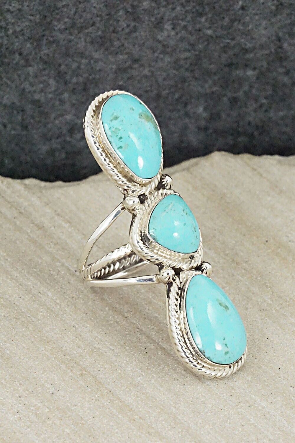 Turquoise and Sterling Silver Ring - Bucky Belin - Size 6.5