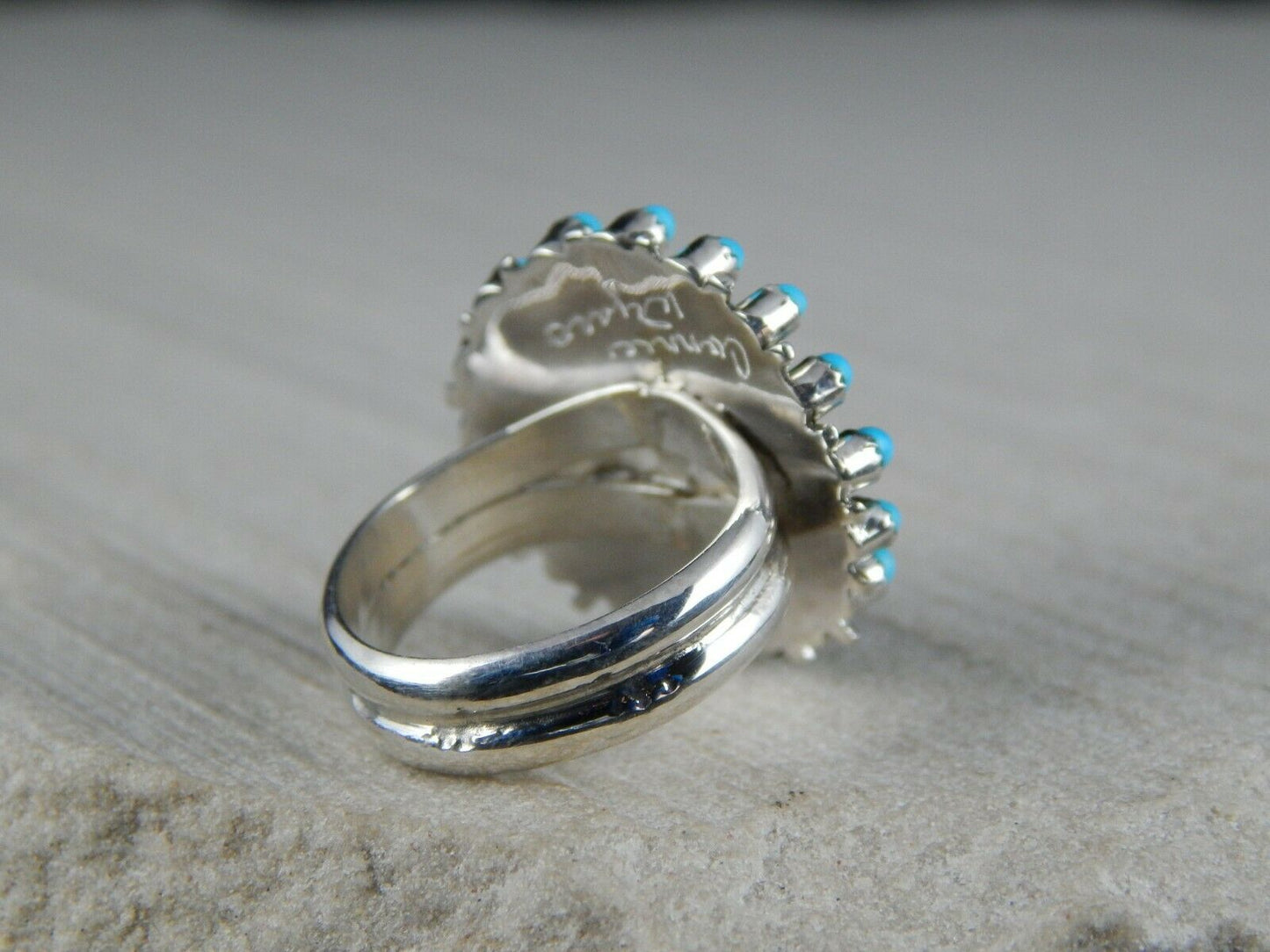 Zuni Turquoise and Sterling Silver Ring - Connie Wyaco - Size 6.5 - High Lonesome Trading