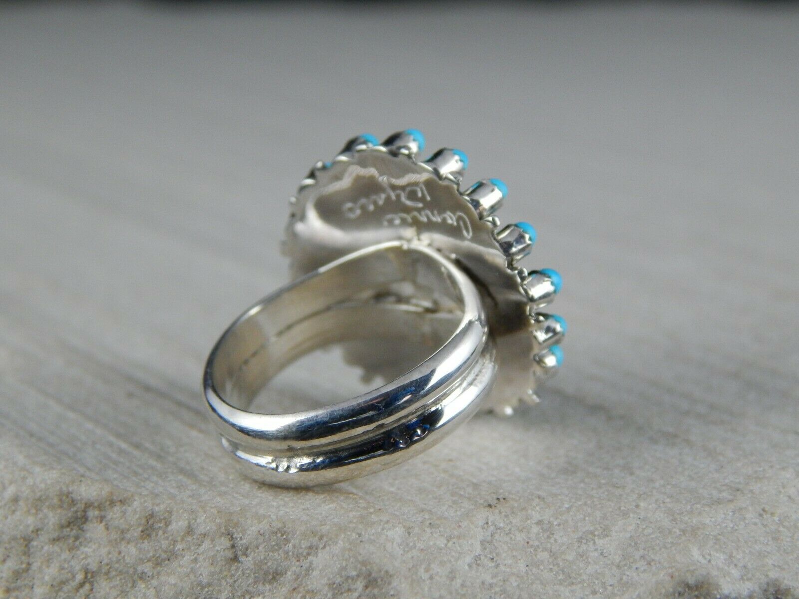 Zuni Turquoise and Sterling Silver Ring - Connie Wyaco - Size 6.5 - High Lonesome Trading