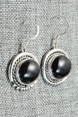 Onyx & Sterling Silver Earrings - Navajo