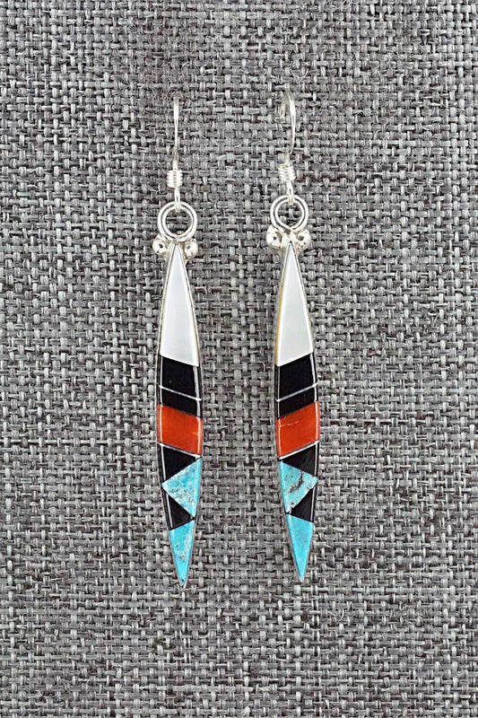Multi Stone & Sterling Silver Inlay Earrings - Cleo Kallestewa