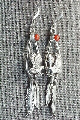 Coral & Sterling Silver Earrings - Elaine Shirley