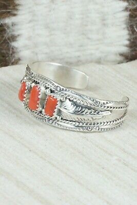 Coral and Sterling Silver Bracelet - Harrison & Betty Begaye