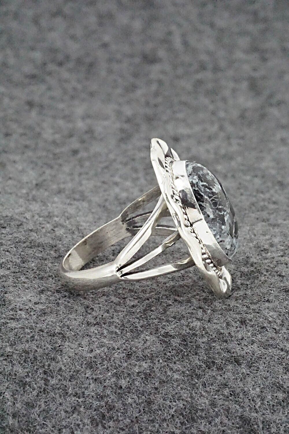 White Buffalo & Sterling Silver Ring - Samuel Yellowhair - Size 8.75