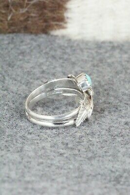 Coral, Turquoise & Sterling Silver Ring - Harry B Yazzie - Size 8.5