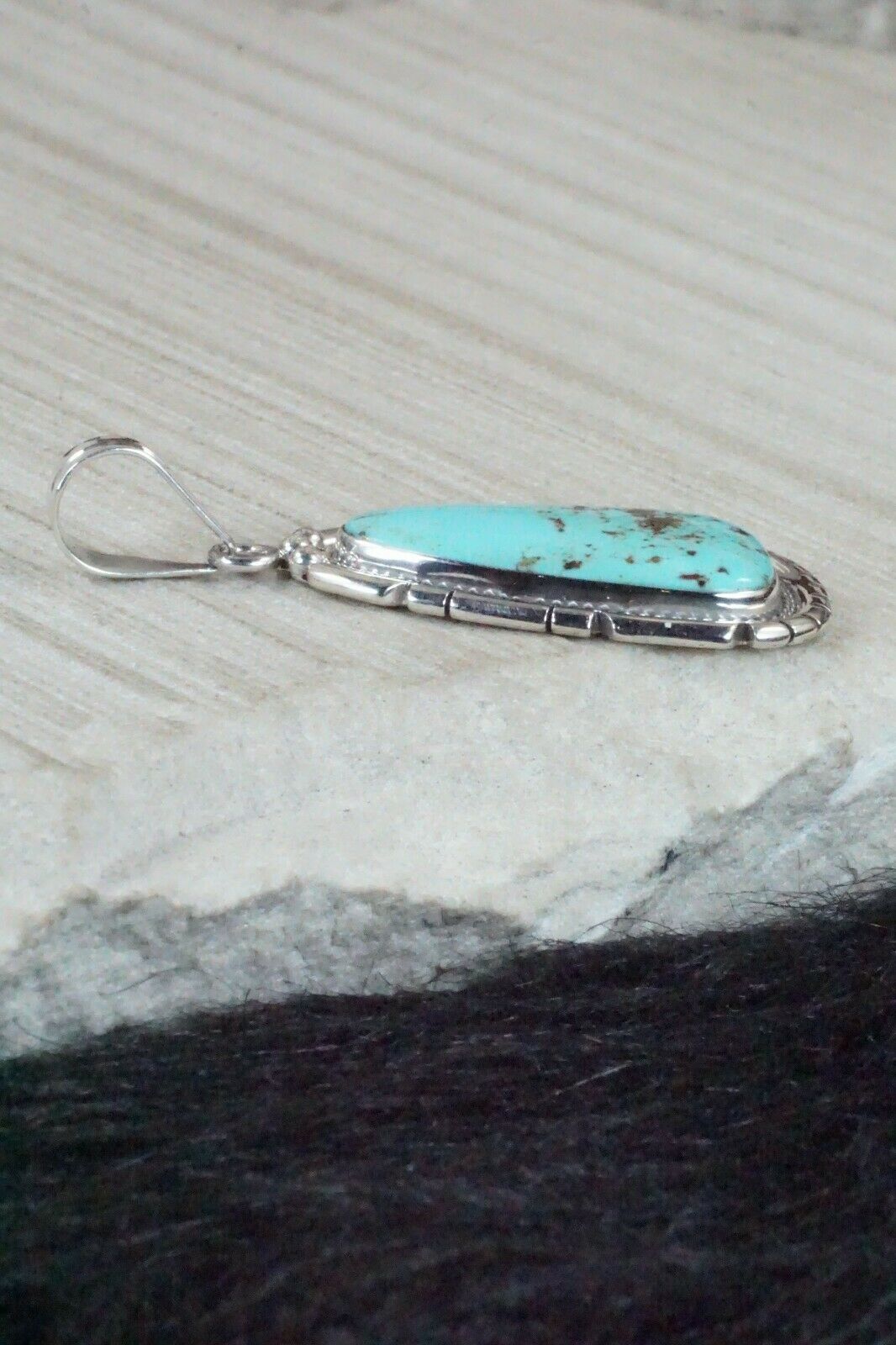 Turquoise and Sterling Silver Pendant - Samuel Yellowhair